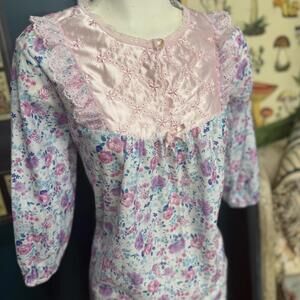 Vintage Bellina Floral Full-Length Dressing Night Gown size S